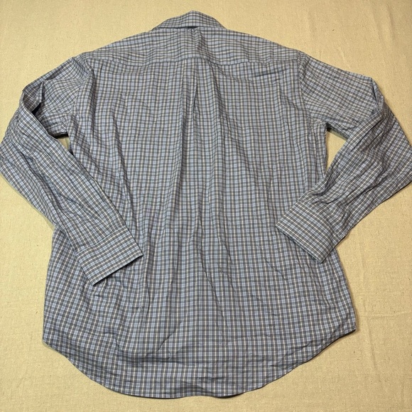 PETER MILLAR Blue Cotton-Stretch Sport LS Button Shirt Blue White Mens Sz XL - Picture 3 of 6